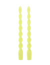 2 Bougies chandelles torsadées jaune 25 cm