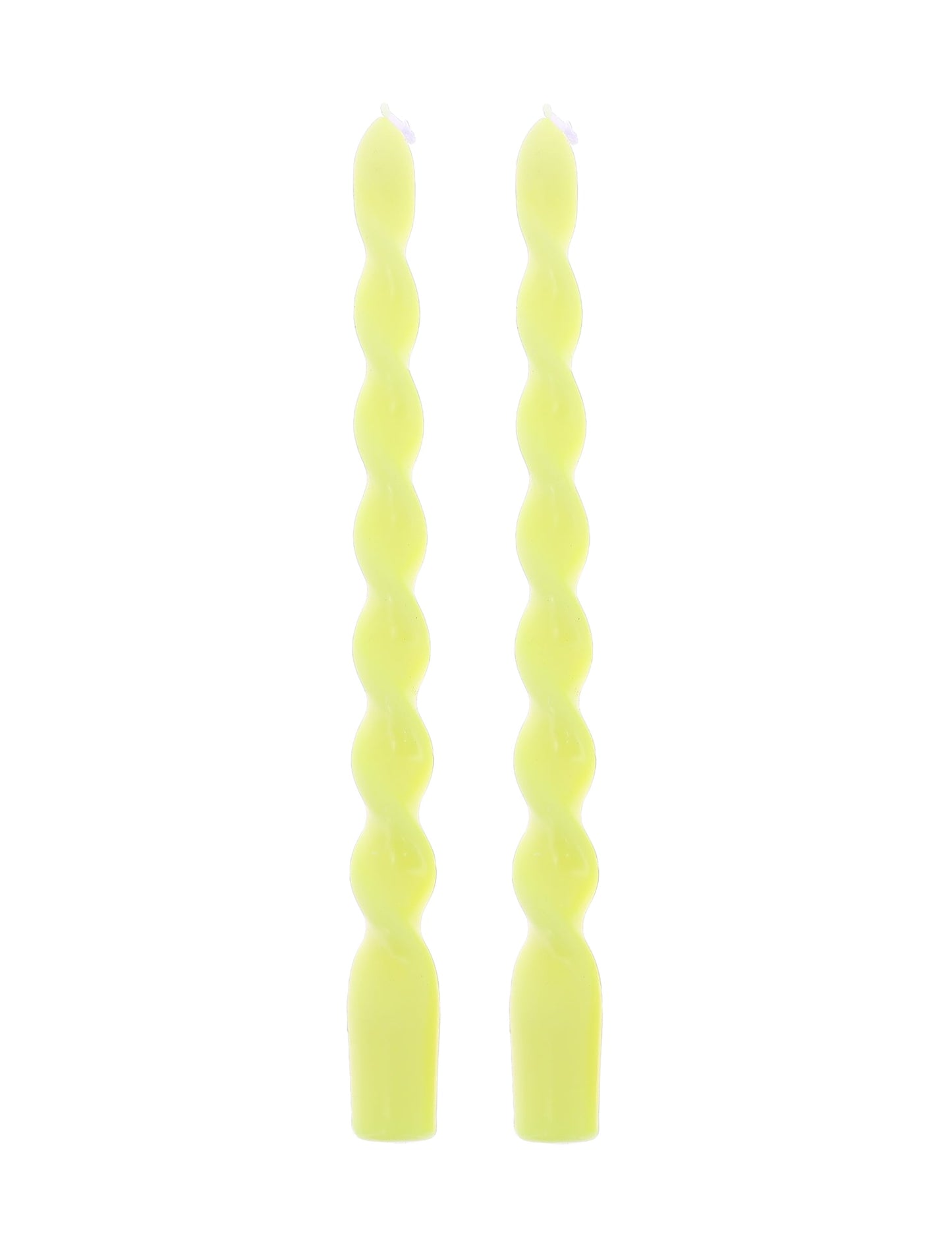 2 gedraaide gele kaarsen 25 cm