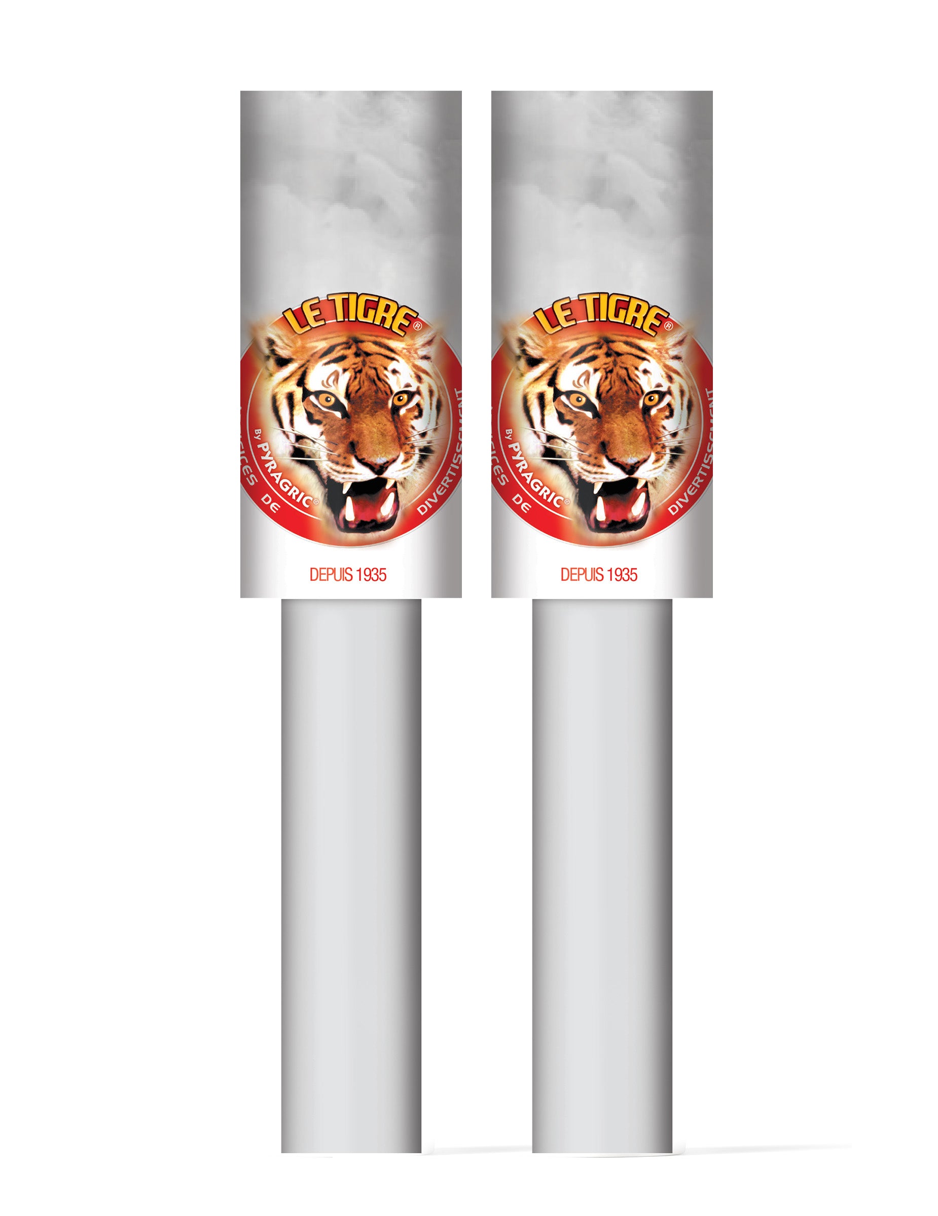 Vue des deux tubes du fumigène à main 45 secondes pour adulte
