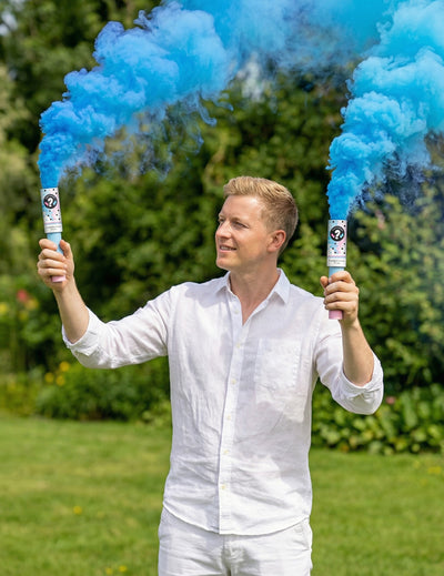 Fumigènes à main Gender Reveal pour fête bleus 45 secondes