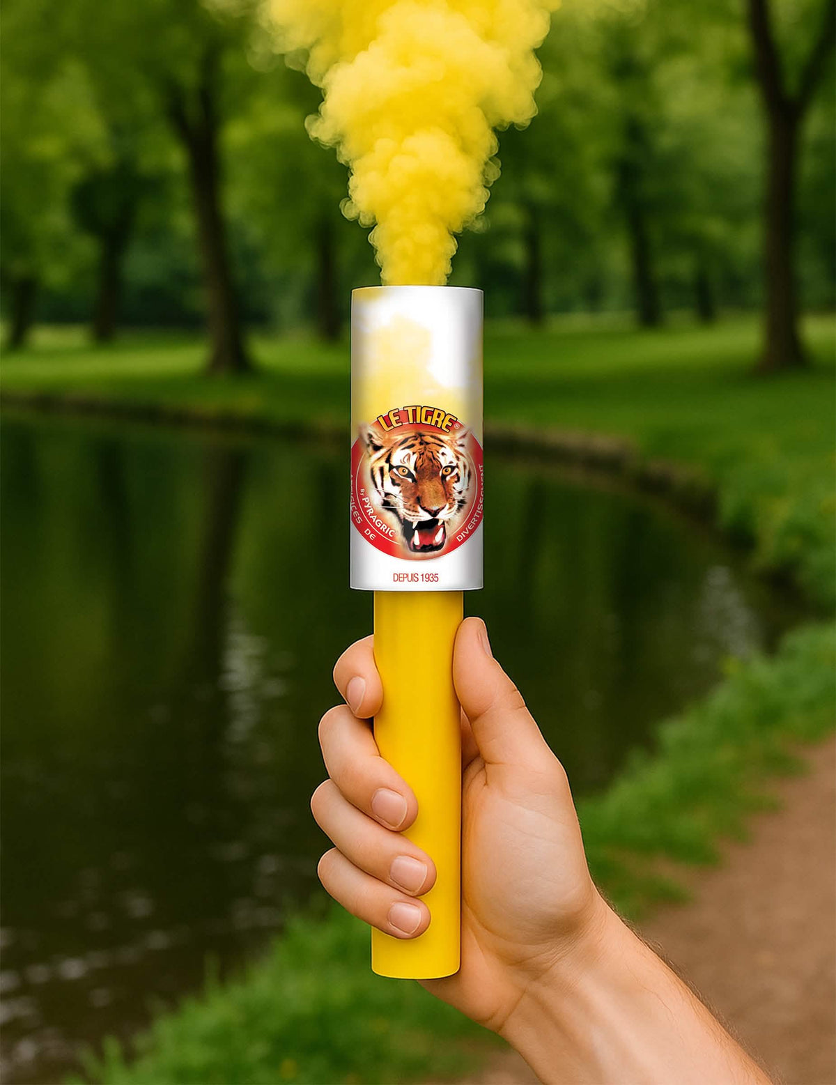 2 Fumigènes à main jaunes 45 secondes