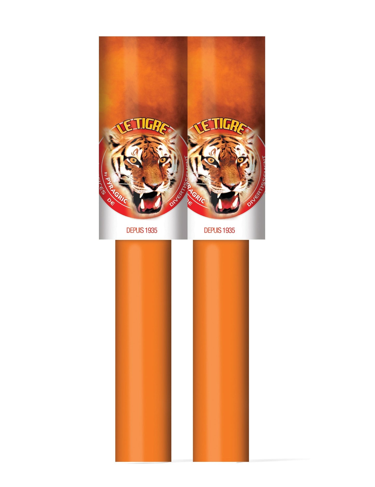 Détail des tubes des 2 fumigènes à main pour adulte oranges 45 secondes