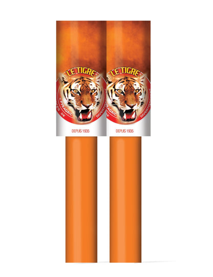 Détail des tubes des 2 fumigènes à main pour adulte oranges 45 secondes