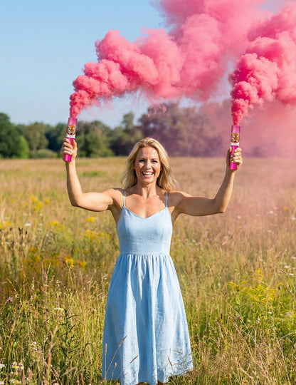 Fumigènes à main roses pour fête lot de 2 durée 45 secondes