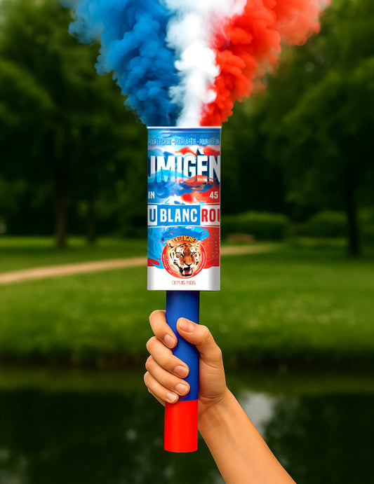 Effet de fumée tricolore du fumigène à main tricolores pour supporter