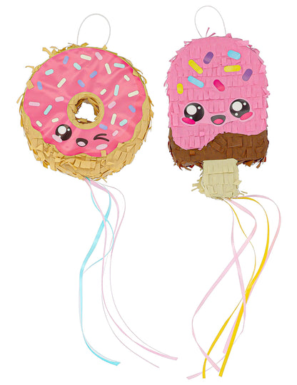 2 Mini-piñata's Kawaii Party donut & ijsje 15 cm