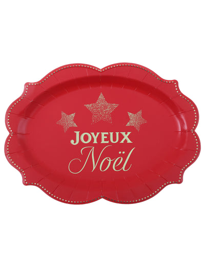 2 plateaux Noël Étincelant rouges 36 x 26 cm