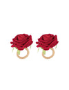 Ronds de serviette roses pour décoration de table rouges avec anneau en paille tressée naturelle