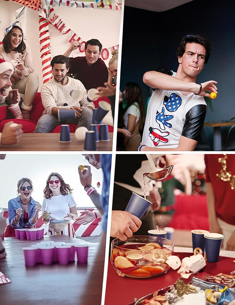 Mise en situation festive des gobelets américains en carton recyclable jaune pastel