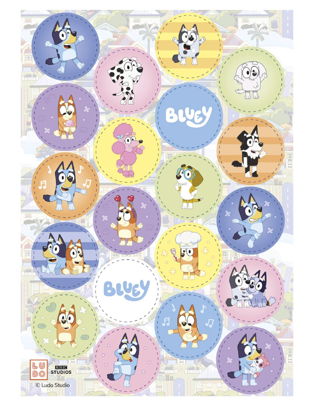 20 Mini disques azymes Bluey et Bingo diam 3,4 cm