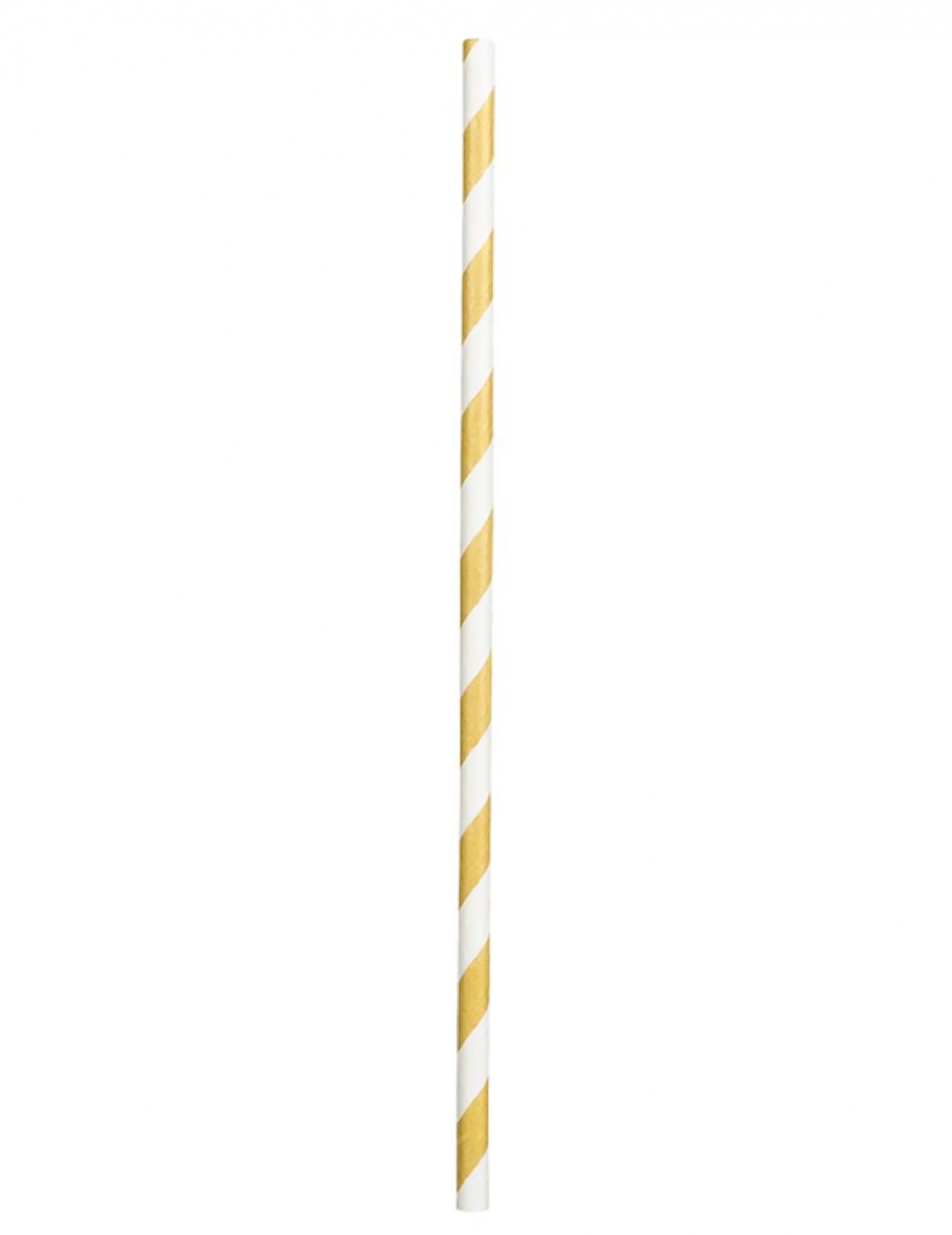 Pailles en carton rayées pour fête dorées