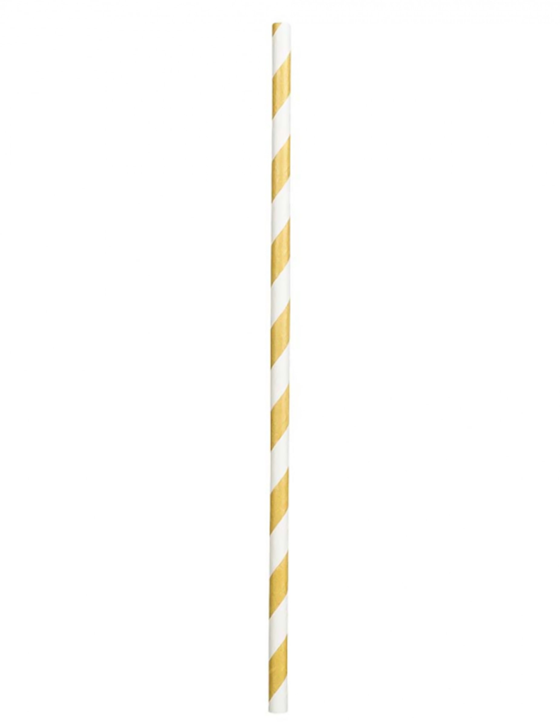 Pailles en carton rayées pour fête dorées
