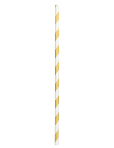 Pailles en carton rayées pour fête dorées