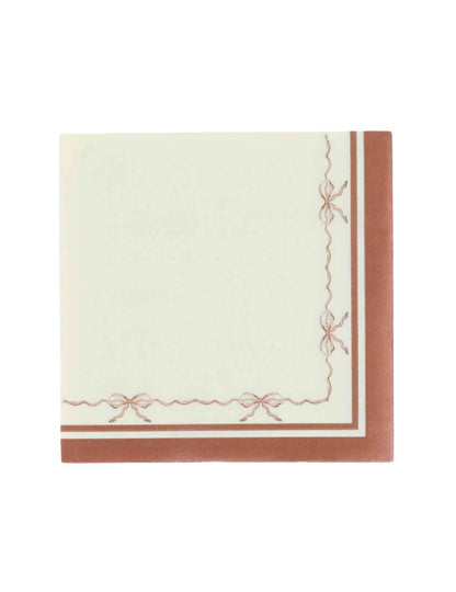 20 serviettes cocktail Cottage Living en papier crème et terre brûlée 24 x 24 cm