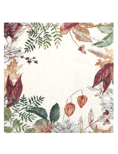 20 Petites serviettes en papier Automne Floral 25 x 25 cm