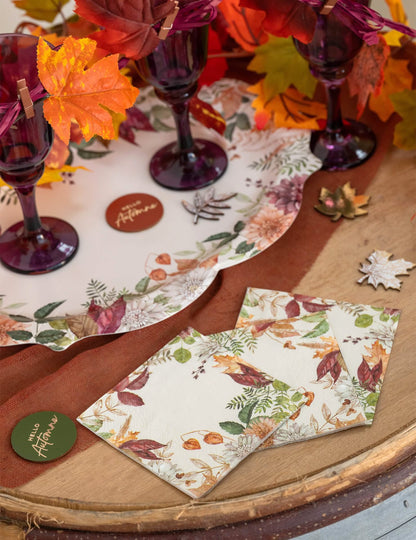 20 petites serviettes Automne Floral 25 x 25 cm