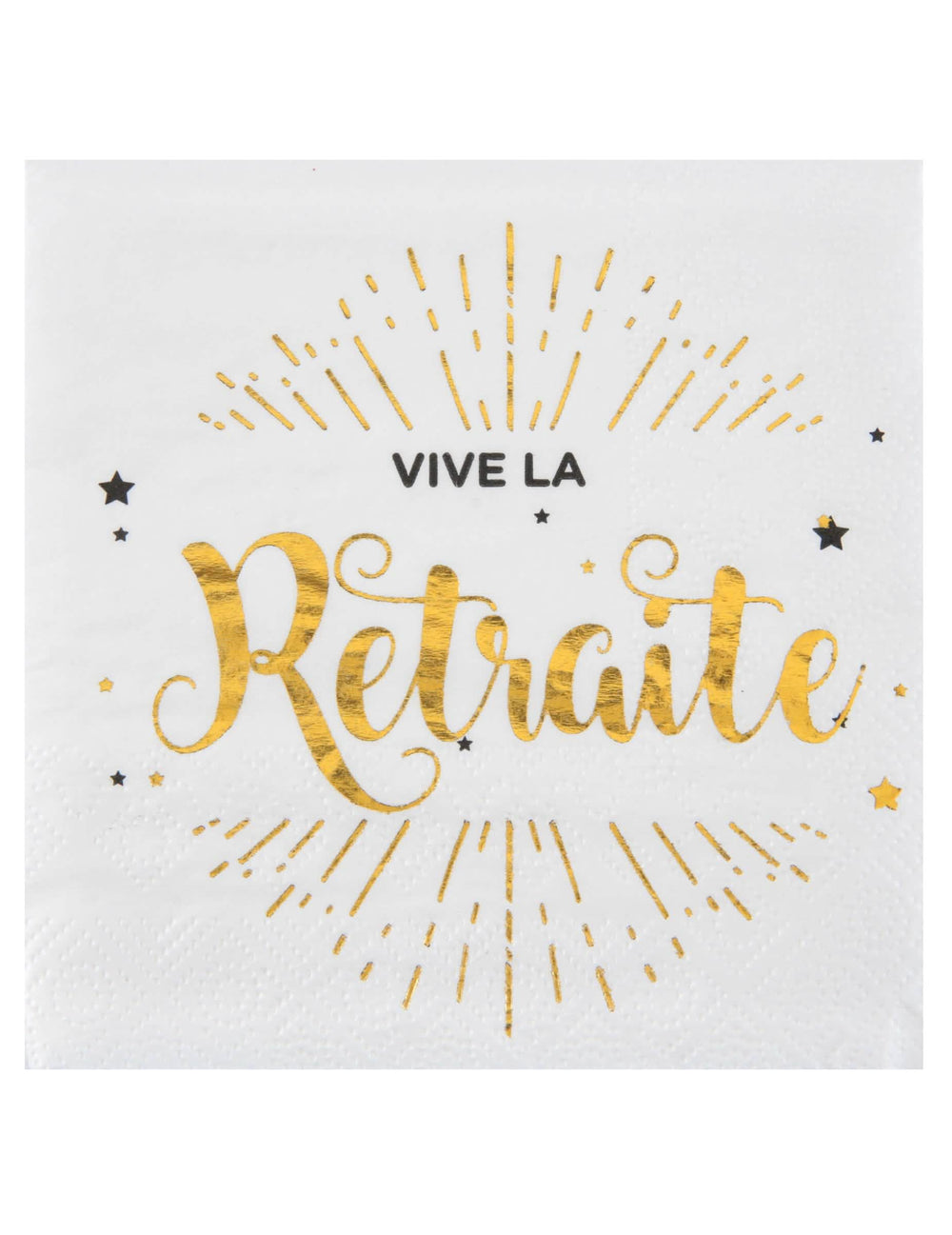 Serviettes en papier vive la retraite pour décoration blanc et doré