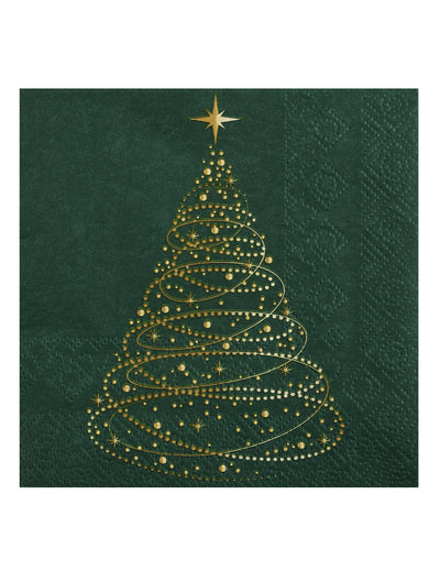 20 kleine servetten Schitterende Kerst dennengroen 25 x 25 cm