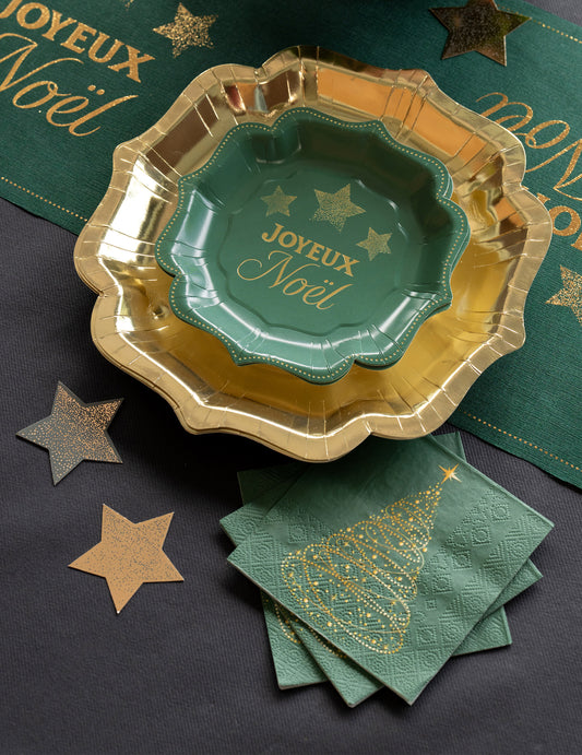 20 kleine servetten Schitterende Kerst dennengroen 25 x 25 cm