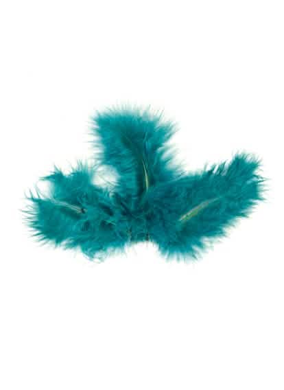 Mise en scène des 20 plumes de décoration chic et légères turquoise
