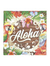 Serviettes Aloha Hawaï avec motifs tropicaux de perroquets et fleurs d'hibiscus sur fond bois