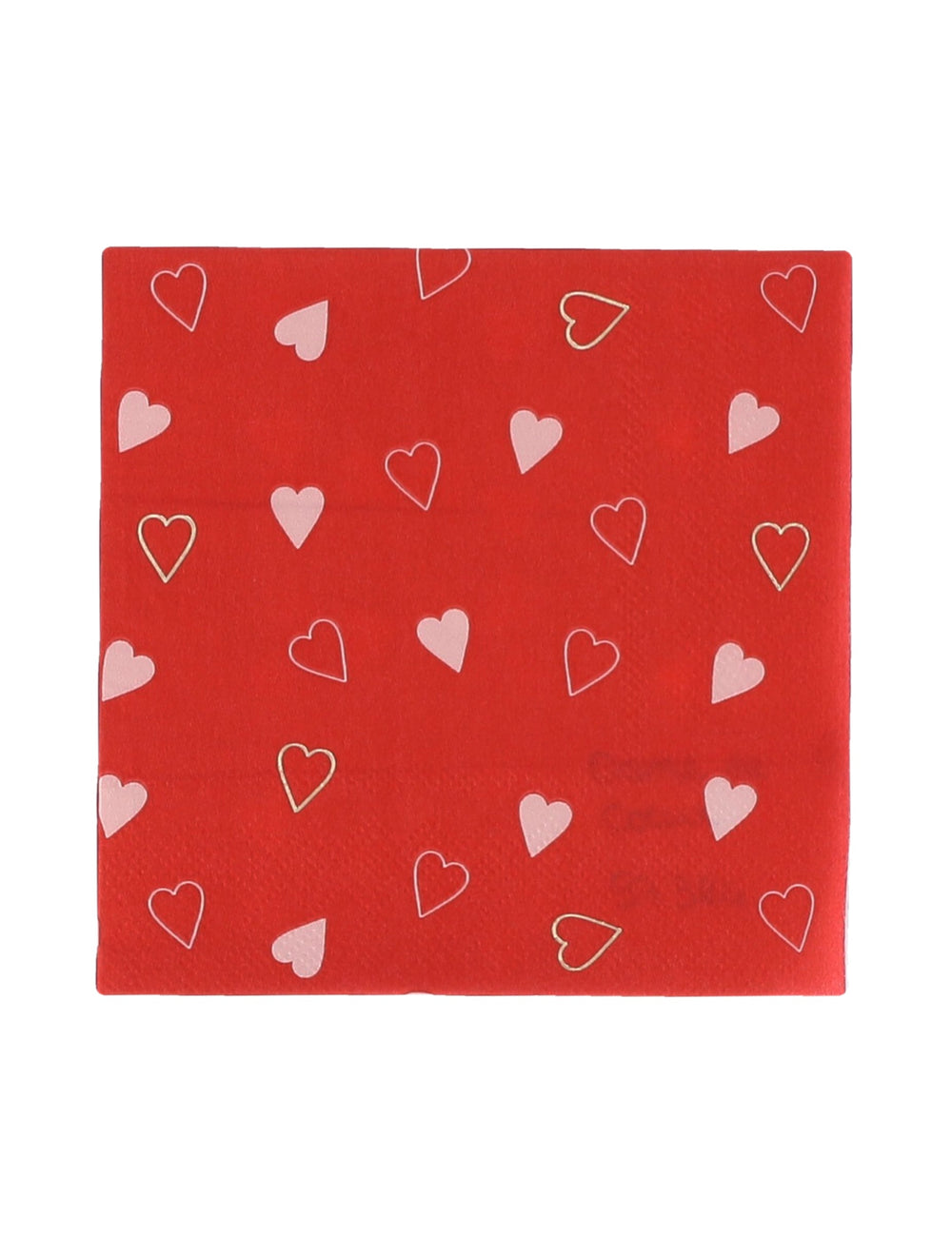 Serviettes en papier Dame de cœur rouge à motifs cœurs roses et blancs