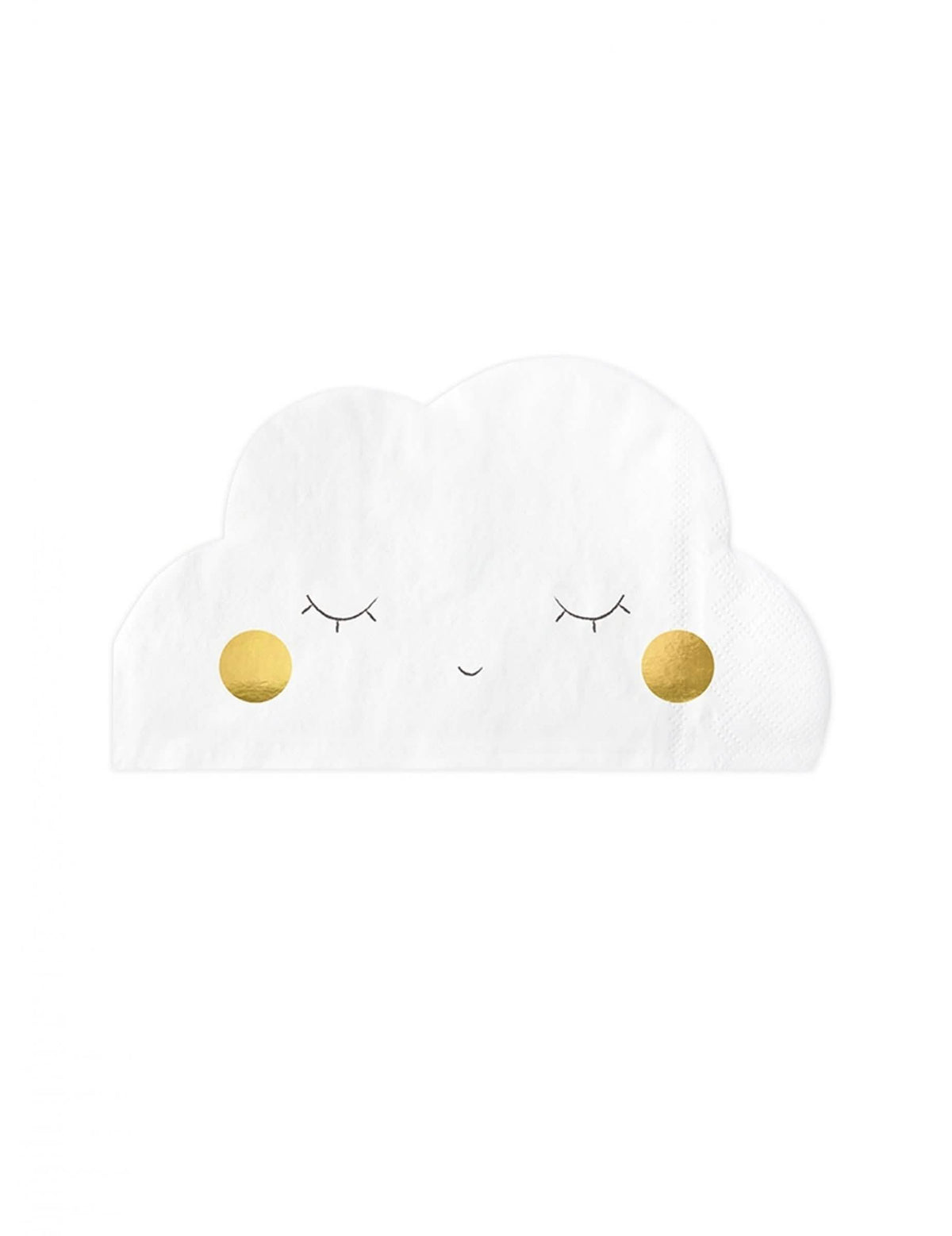 Serviettes en papier nuage pour fête blanc avec yeux fermés et détails dorés