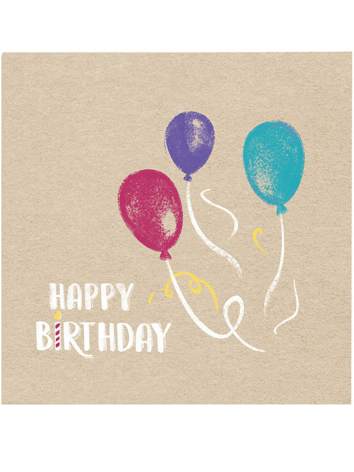 Serviettes en papier Happy Birthday pour anniversaire kraft et bleues aux ballons colorés