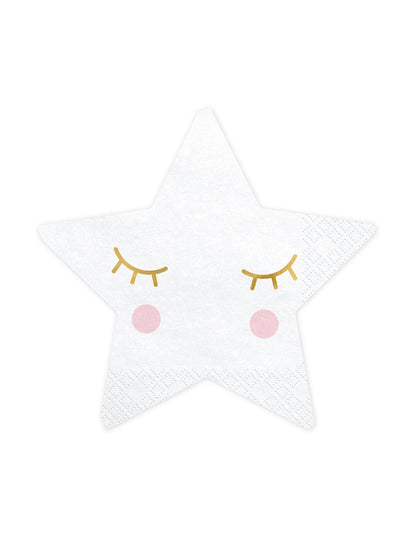 Serviettes en papier petite étoile blanche aux yeux dorés