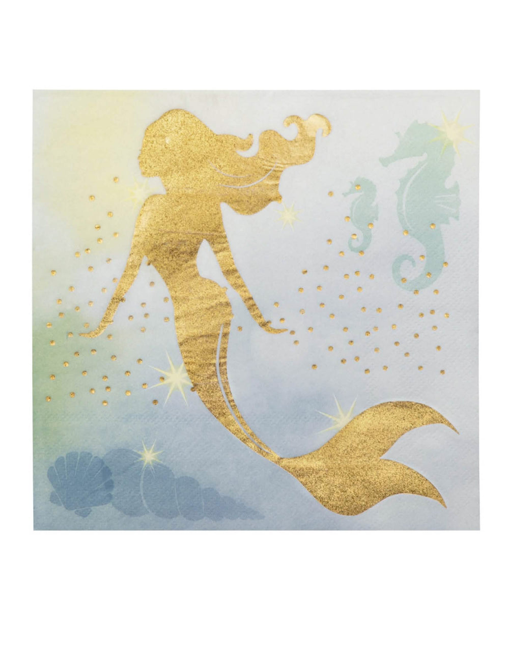 Détail du motif des serviettes en papier sirène