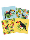Serviettes en papier toucan tropical pour fête jaune et bleu