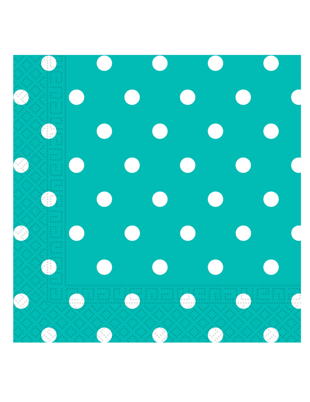 Serviettes en papier à pois pour fête turquoise et blanc