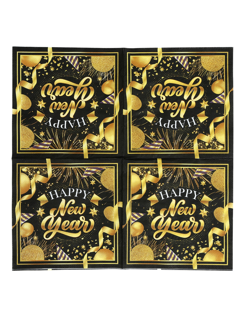 Vue de l'imprimé complet des serviettes en papier Happy new year