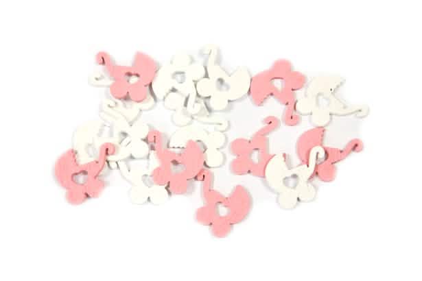 Confettis de table landau bébé pour baptême rose et blanc