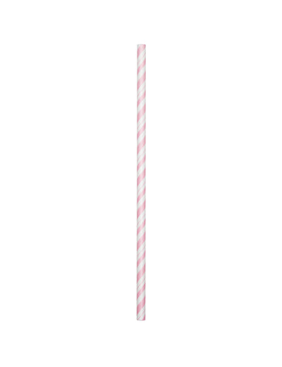 Paille en carton à rayures pour fête rose pâle flexible