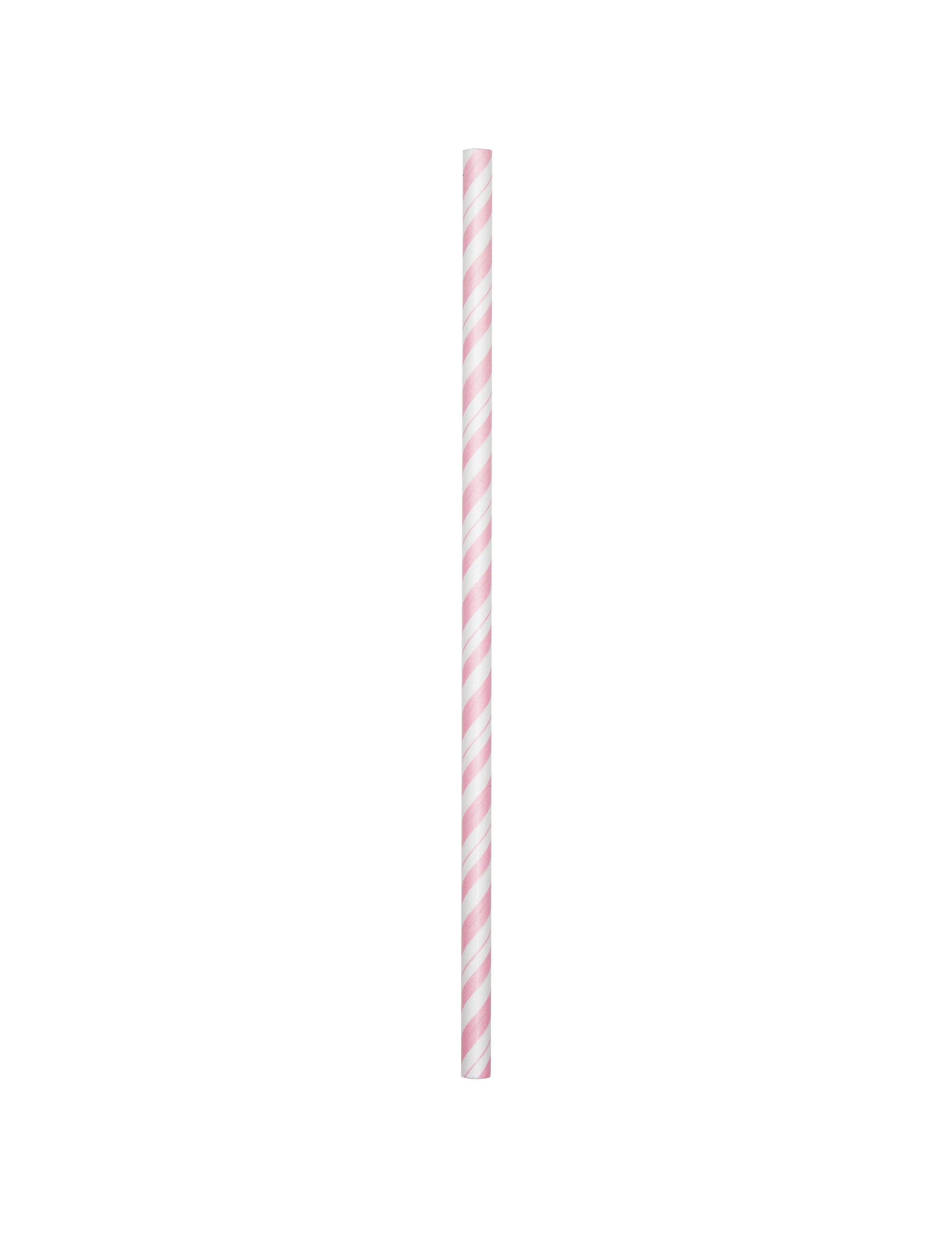 Paille en carton à rayures pour fête rose pâle flexible