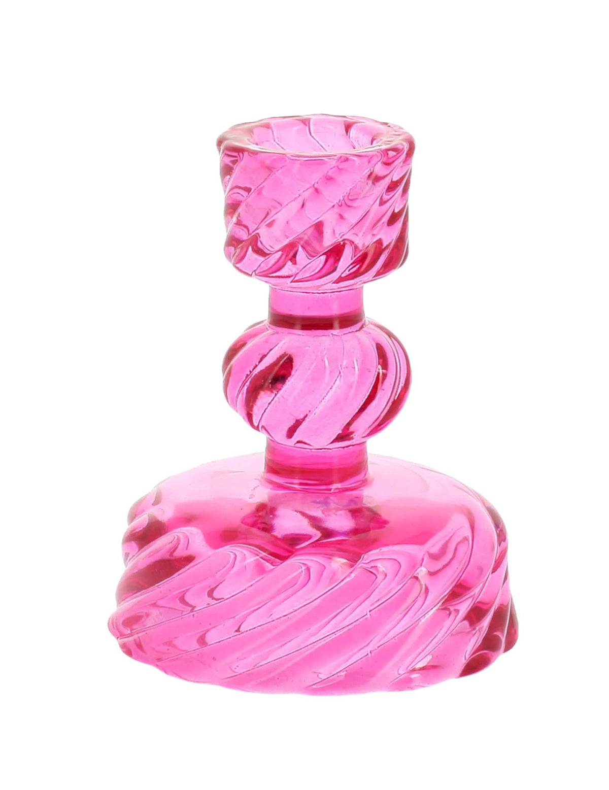 3 Bougeoirs à chandelles en verre rose, jaune et orange 10 cm