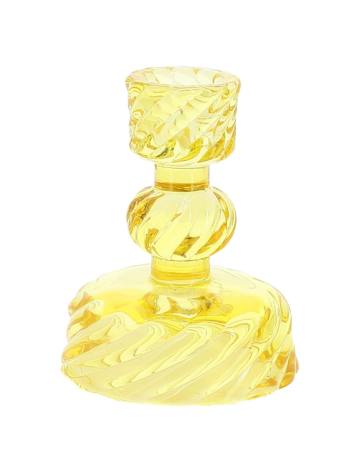 3 Bougeoirs à chandelles en verre rose, jaune et orange 10 cm
