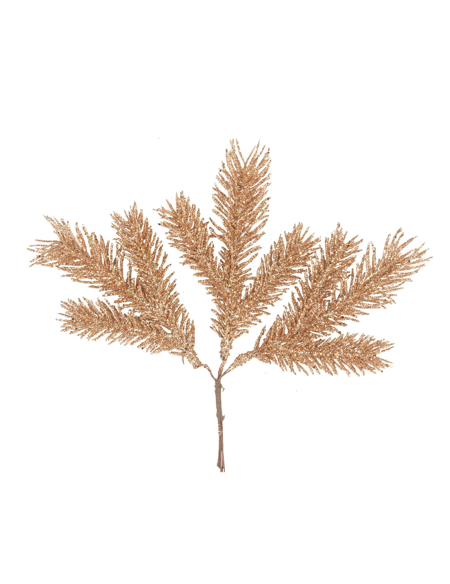 Branches de sapin paillettes pour décoration rose gold sur tige