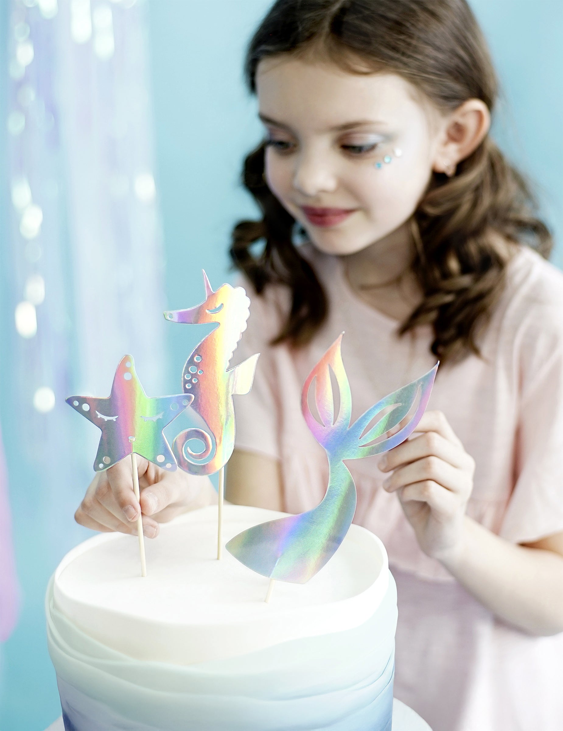 Mise en situation sur un gâteau du cake toppers sirène