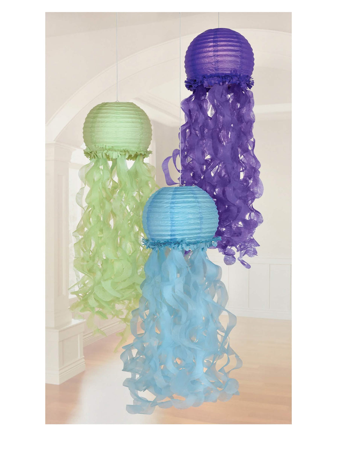 Lanternes en papier méduses rêves de sirène bleu violet vert