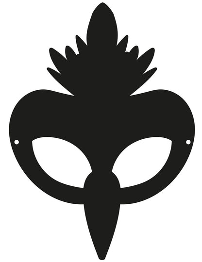 Vue de face du masque plat à gratter en carton oiseaux