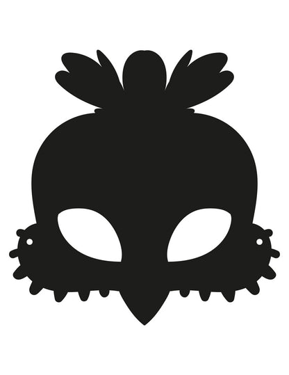 Silhouette de l'un des modèles du masque plat à gratter en carton oiseaux