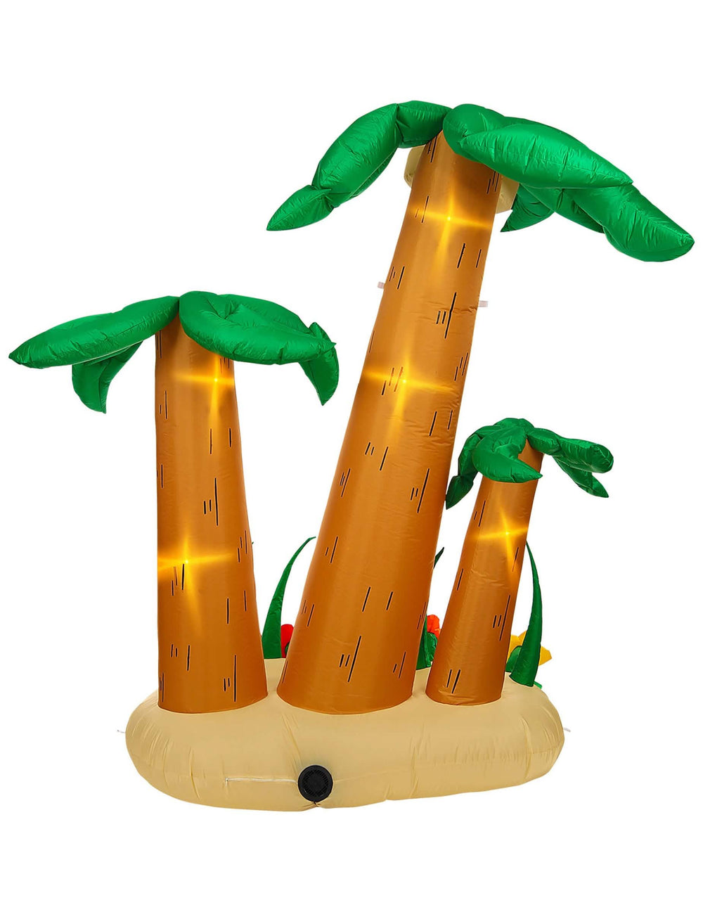 3 palmiers géants gonflables lumineux pour décoration vert et marron