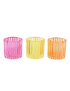 3 fotoforen van roze, oranje en geel glas, 7,5 cm