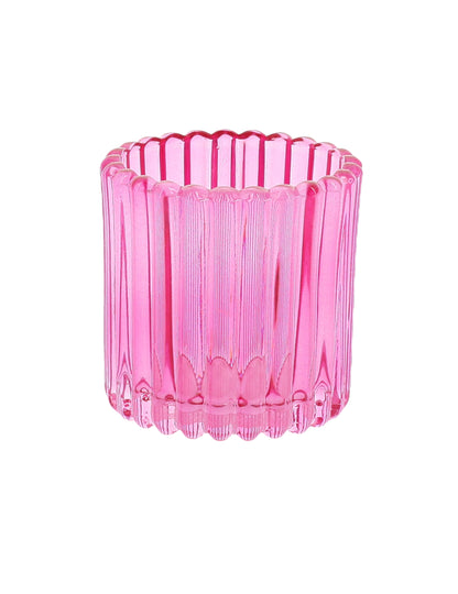 3 Photophores en verre rose, orange et jaune 7.5 cm