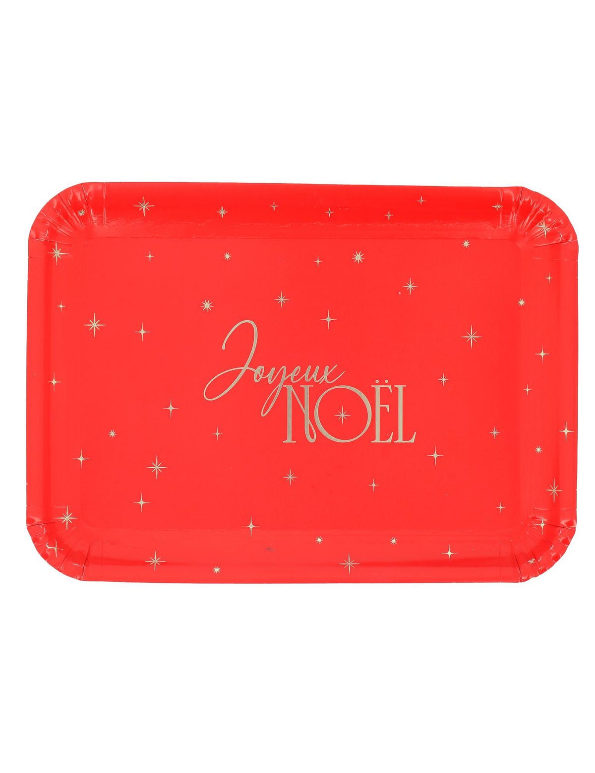 3 serveerschalen Vrolijk Kerstfeest van karton rood en goud 35 x 25,5 cm