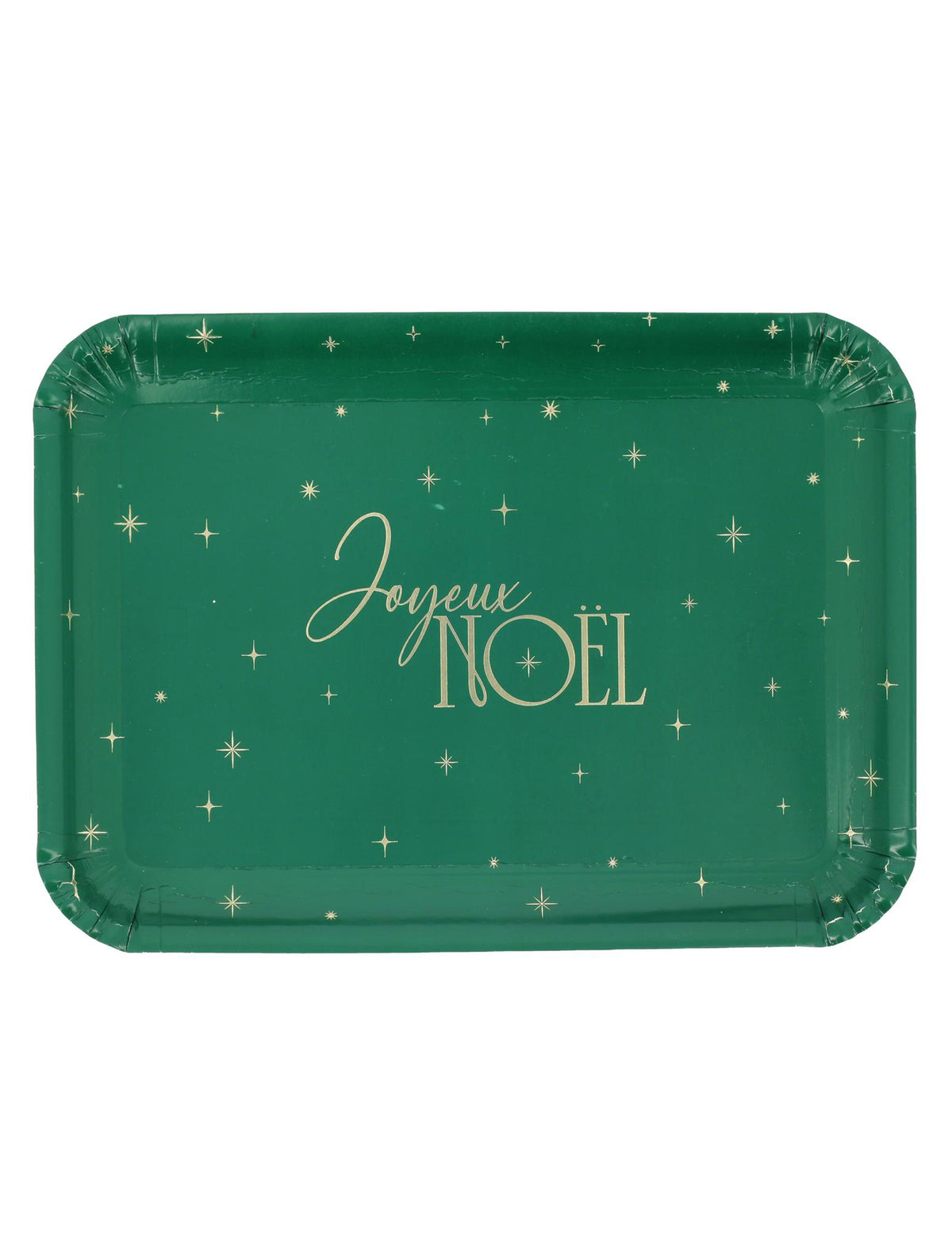 3 serveerschalen Vrolijk Kerstfeest van karton groen en goud 35 x 25,5 cm