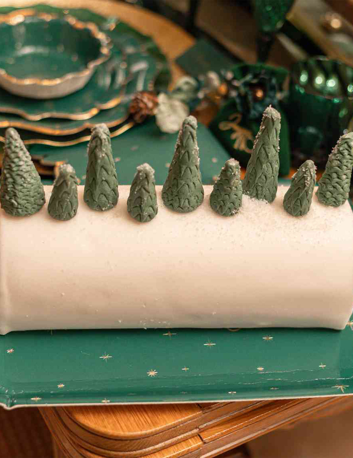 3 serveerschalen Vrolijk Kerstfeest van karton groen en goud 35 x 25,5 cm
