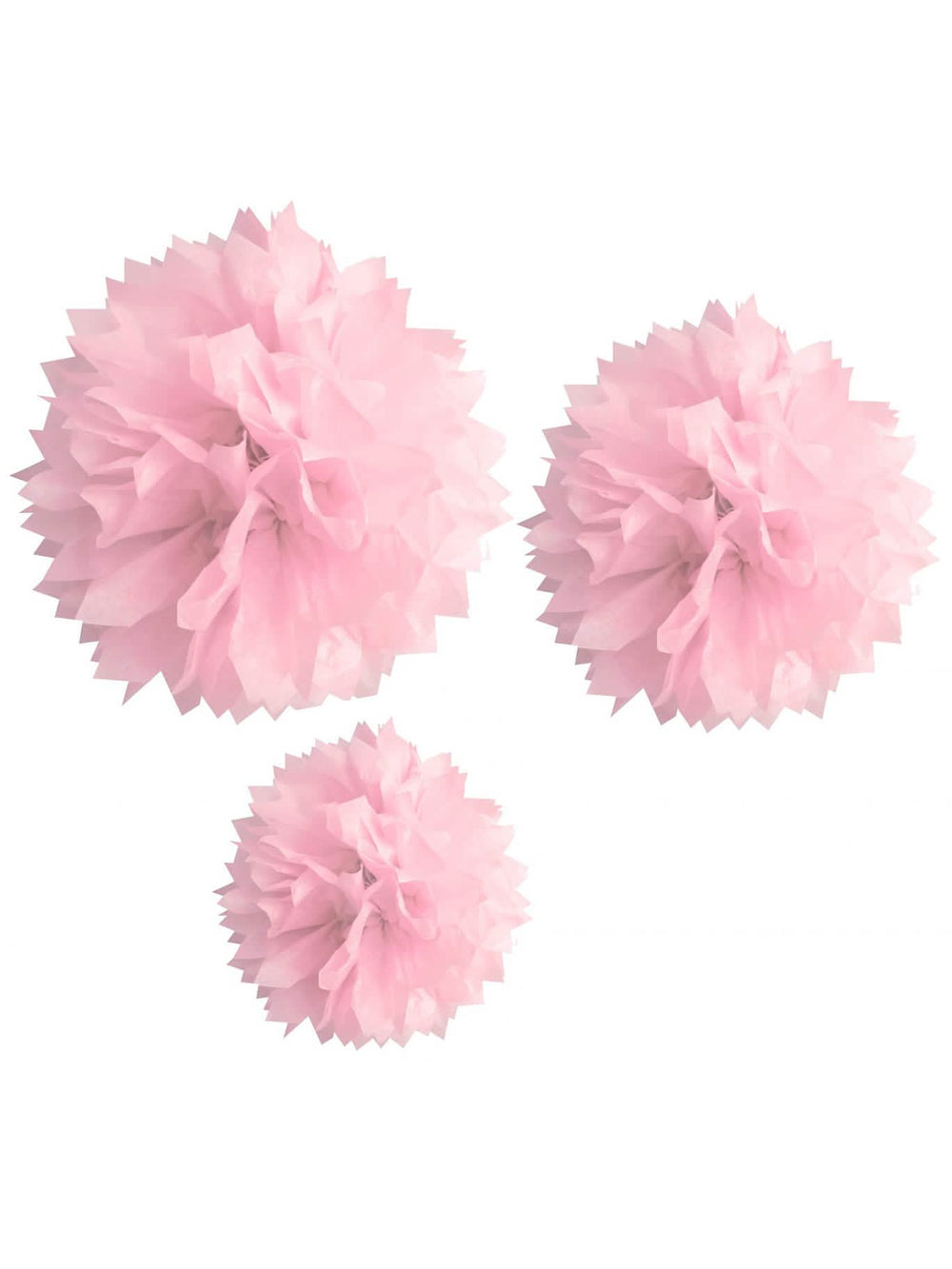 Pompons en papier pour décoration rose lot de 3
